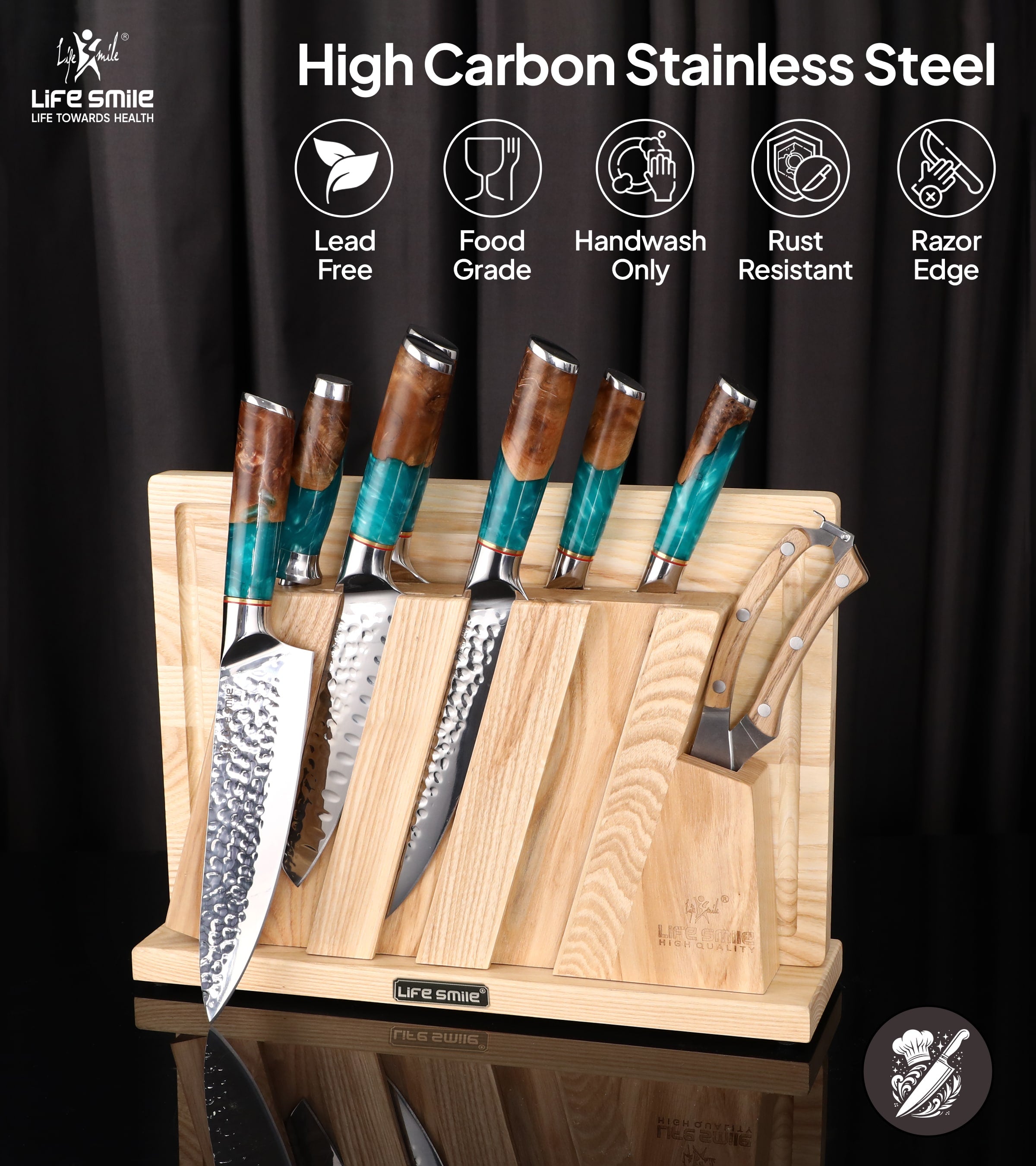 Luxury Kitchen Knife Set with Stand and Chopping Board