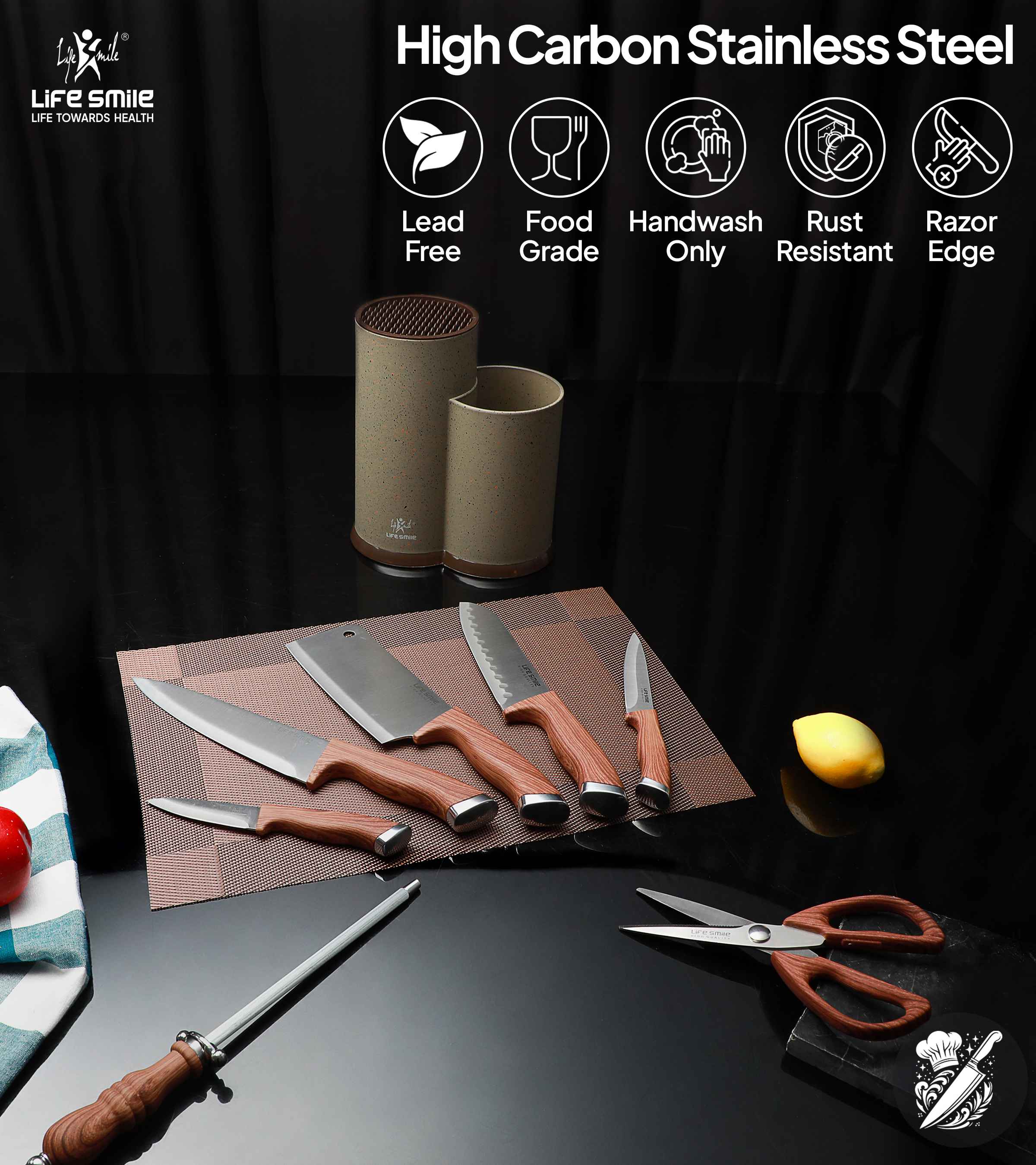 Knife Set 8 Pcs Scratch Resistant Stainless Steel