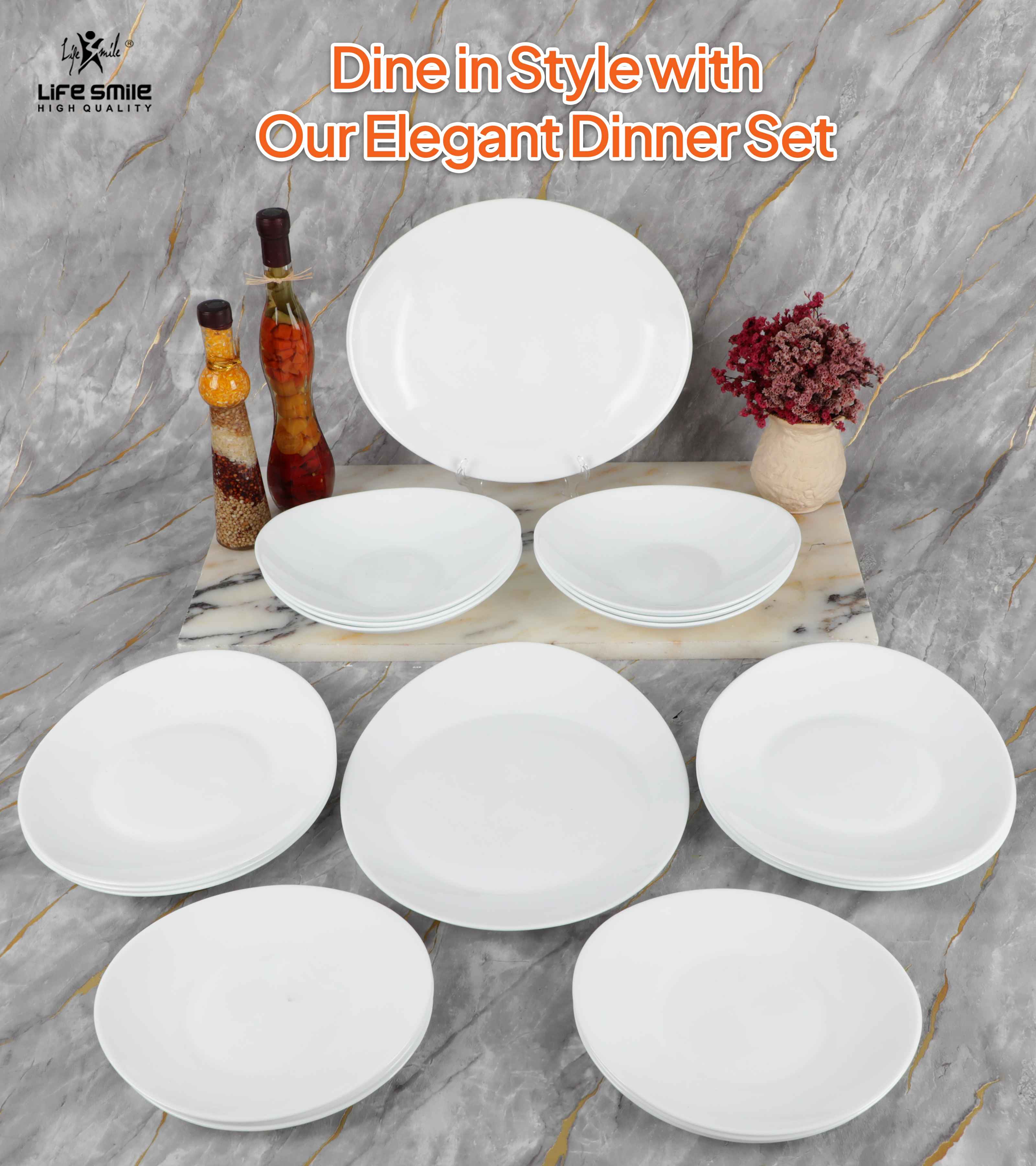 Dinner Set White Color 20 Pieces Dinnerware for Kitchen