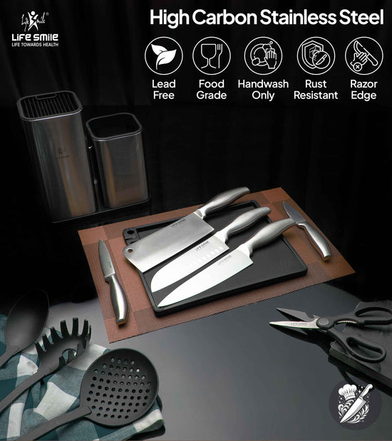 Big Knife Set for Kitchen Stainless Steel with Cutting Board