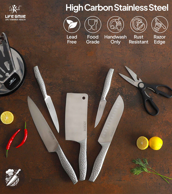 Kitchen Knife Set Silver Color with Transparent Knife Stand