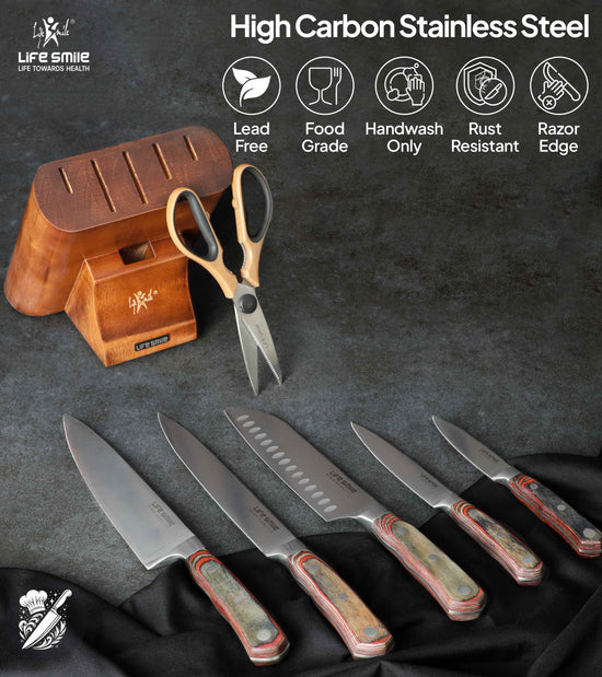 Kitchen Knife Set with Stand Stainless Steel Chef Knife