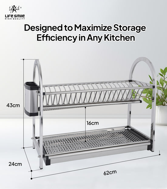 Premium Stainless Steel 2 Tier Dish Rack for Kitchen Counter