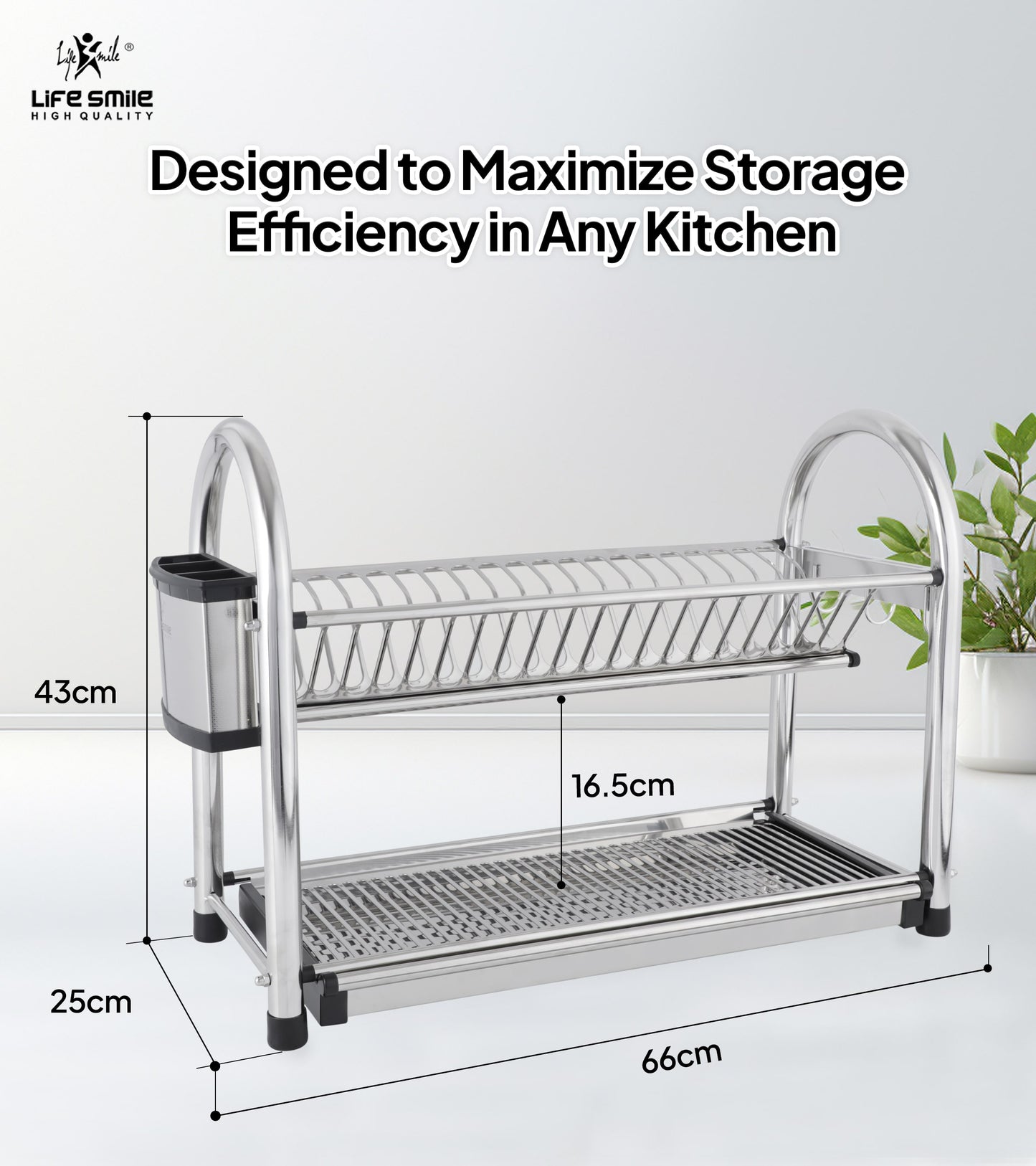 2 Tier Dish Rack Premium Stainless Steel with Drainboard