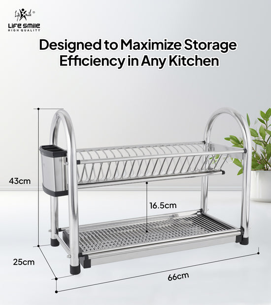 2 Tier Dish Rack Premium Stainless Steel with Drainboard