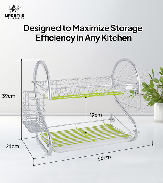 Dish Rack Stainless Steel 2 Tier Compact Kitchen Organizer