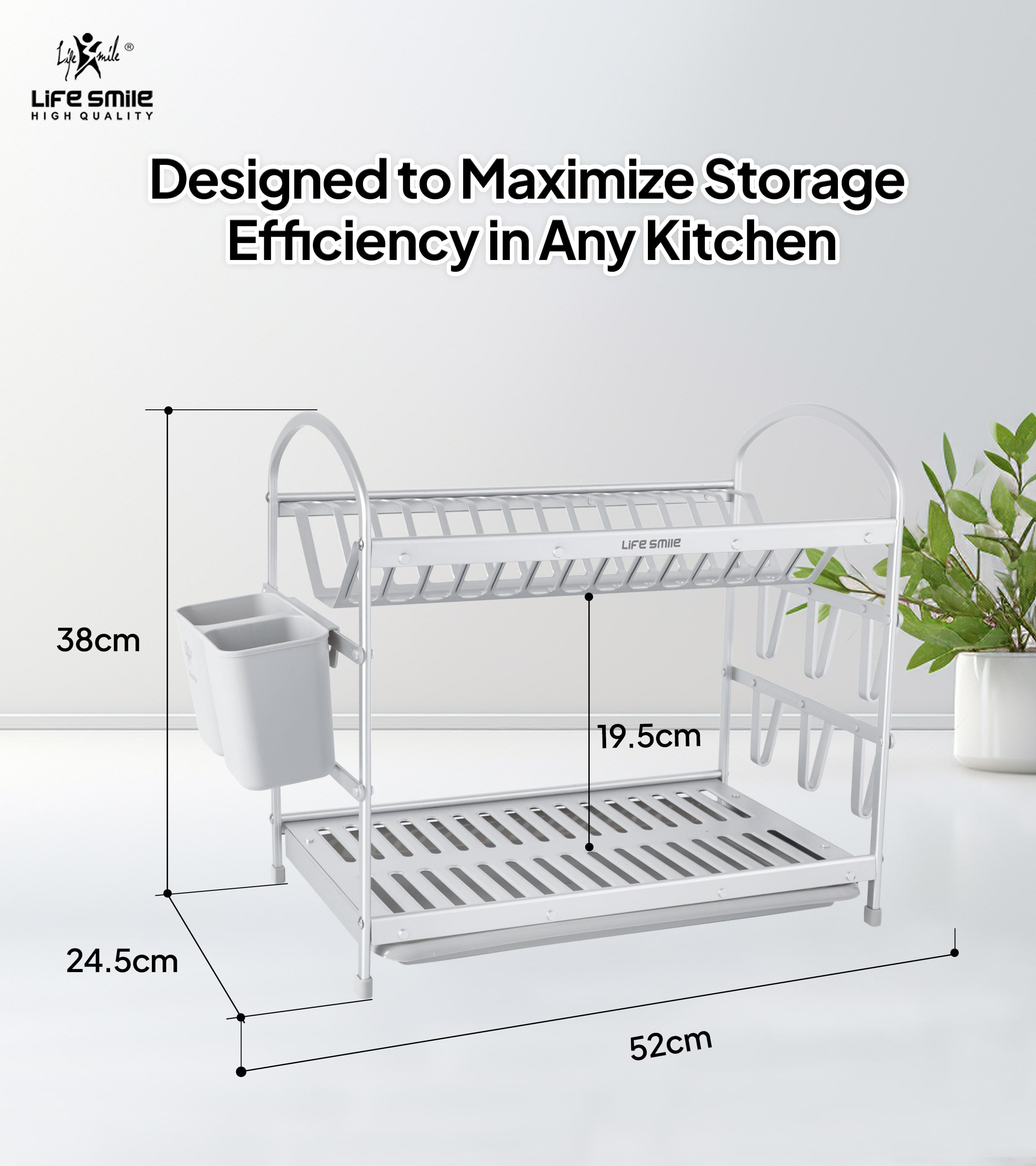 Aluminium Dish Rack 2 Tier with Anti-Slip Rubber Fleet