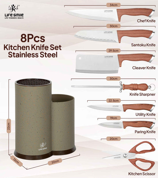 Knife Set 8 Pcs Scratch Resistant Stainless Steel