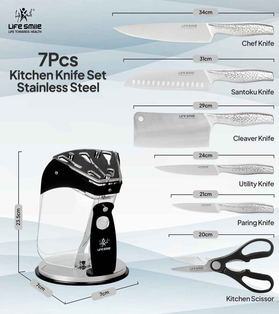 Kitchen Knife Set Silver Color with Transparent Knife Stand