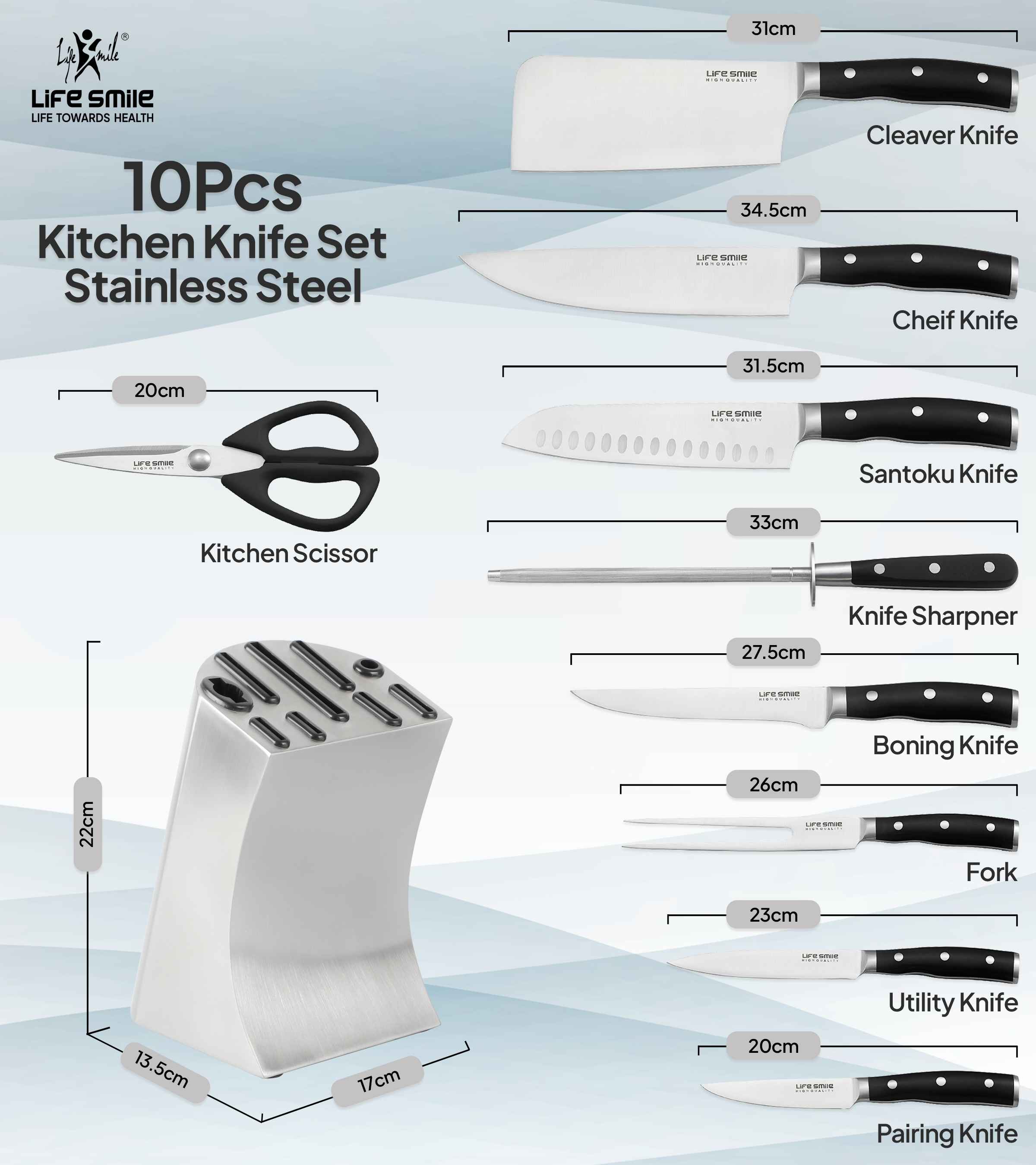 Cooking Knife Set Stainless Steel for Kitchen Chef Knife Set