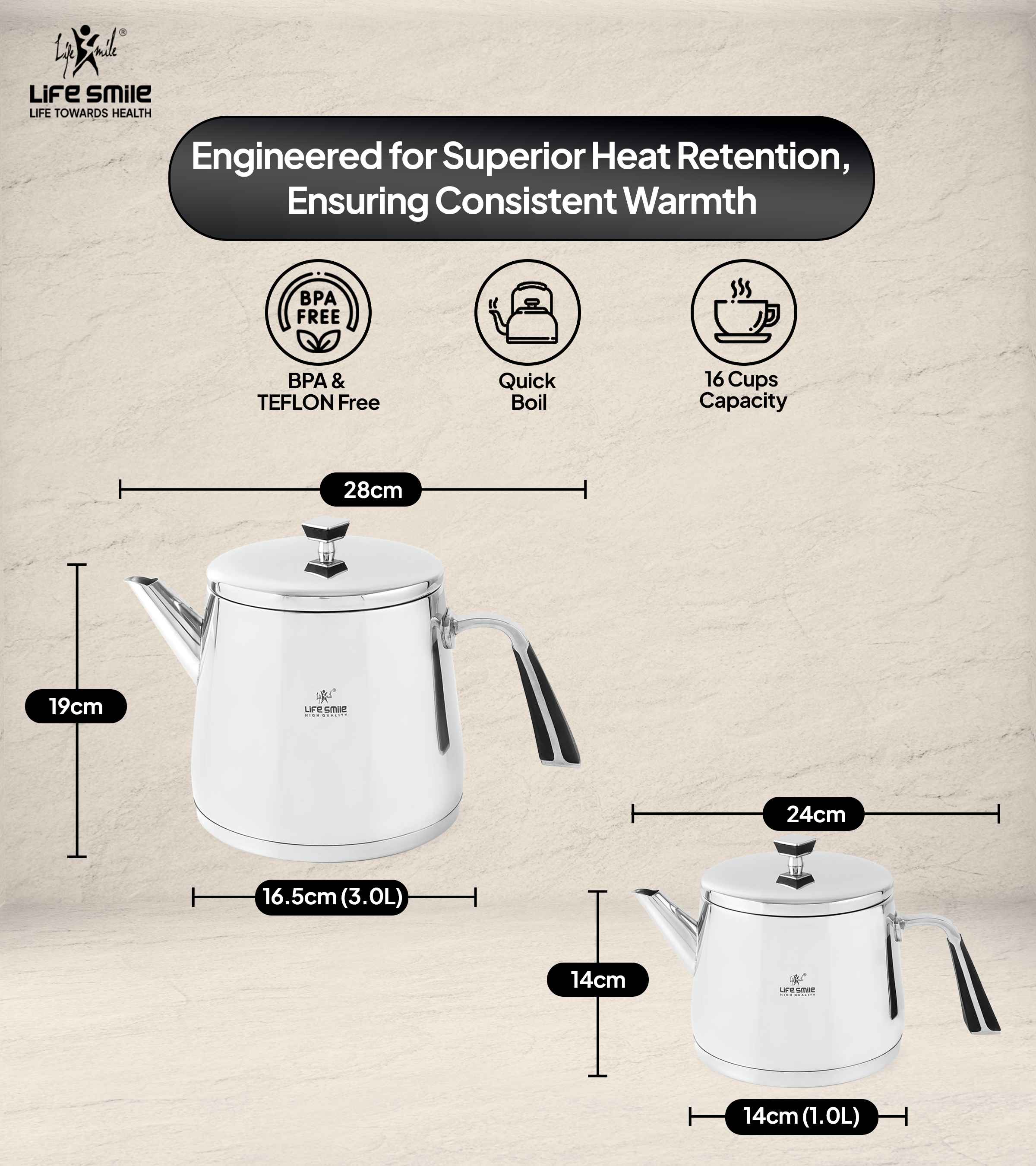 Stainless Steel Double Kettle with Induction Bottom