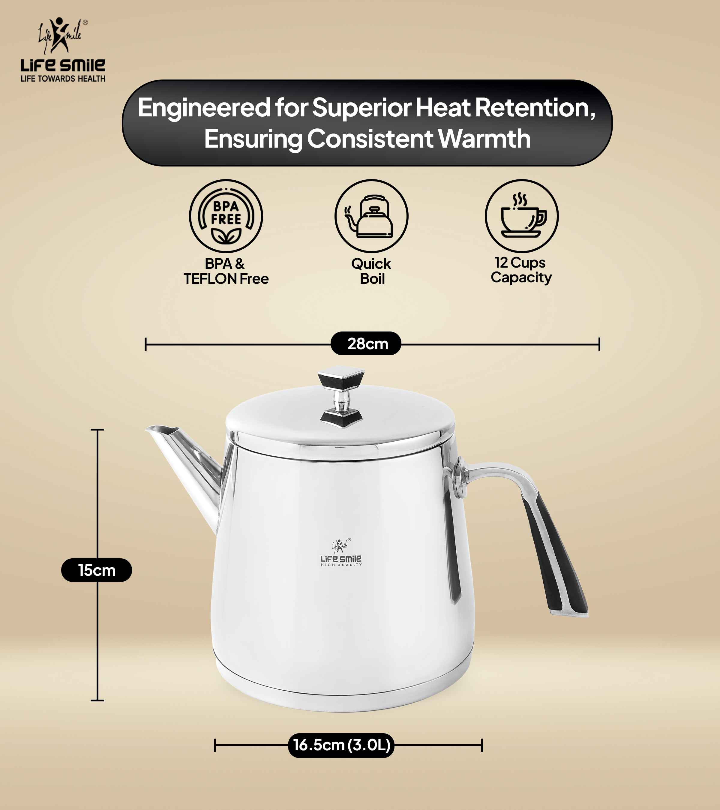 Stainless Steel Tea Kettle with Induction Bottom for Kitchen