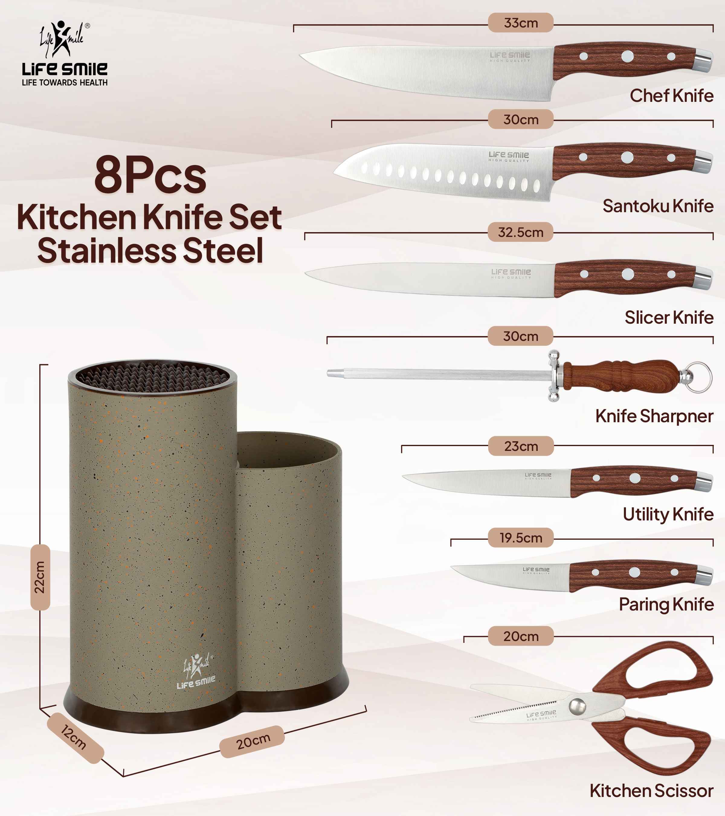 Knife Set with Stand High Quality Kitchen Equipment