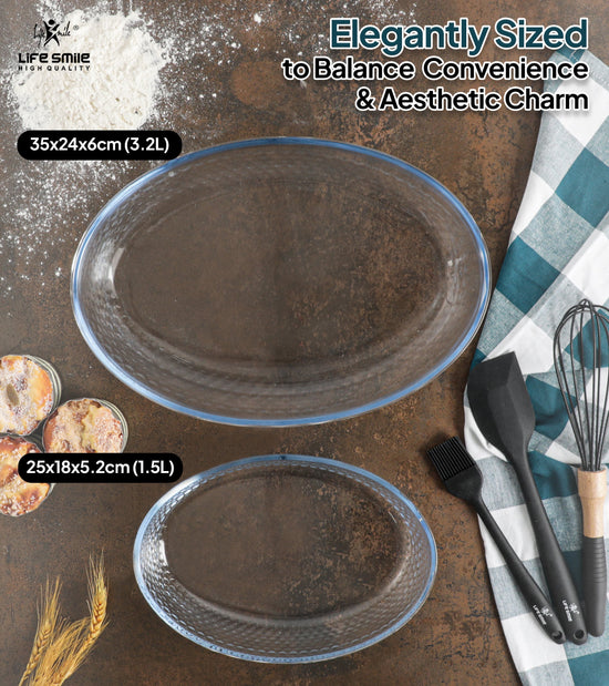 Glass Baking Dish Oval Shape Bakeware Set Oven Safe