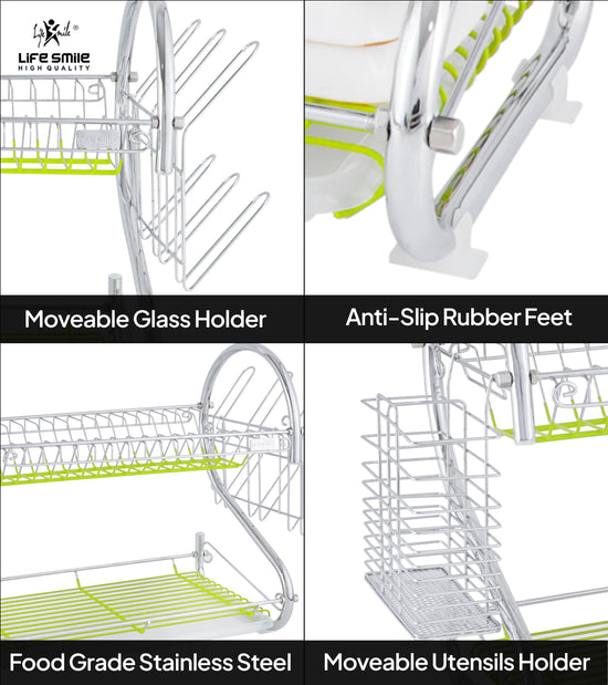 Dish Rack Stainless Steel 2 Tier Compact Kitchen Organizer