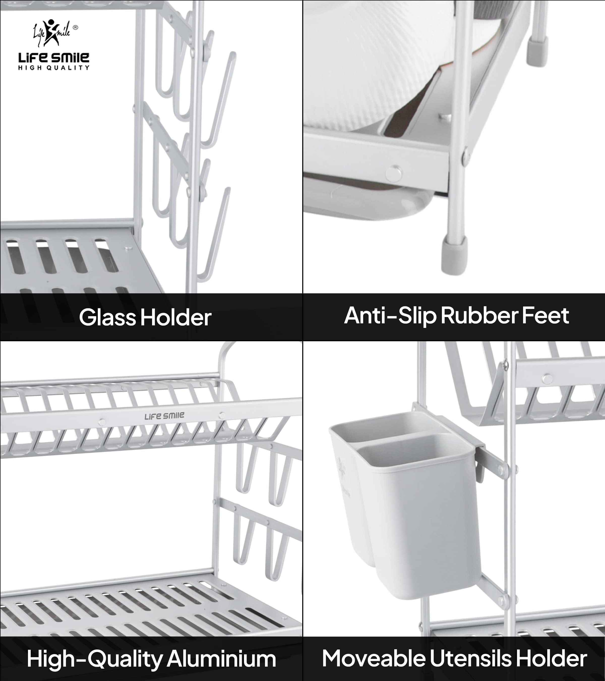 Aluminium Dish Rack 2 Tier with Anti-Slip Rubber Fleet