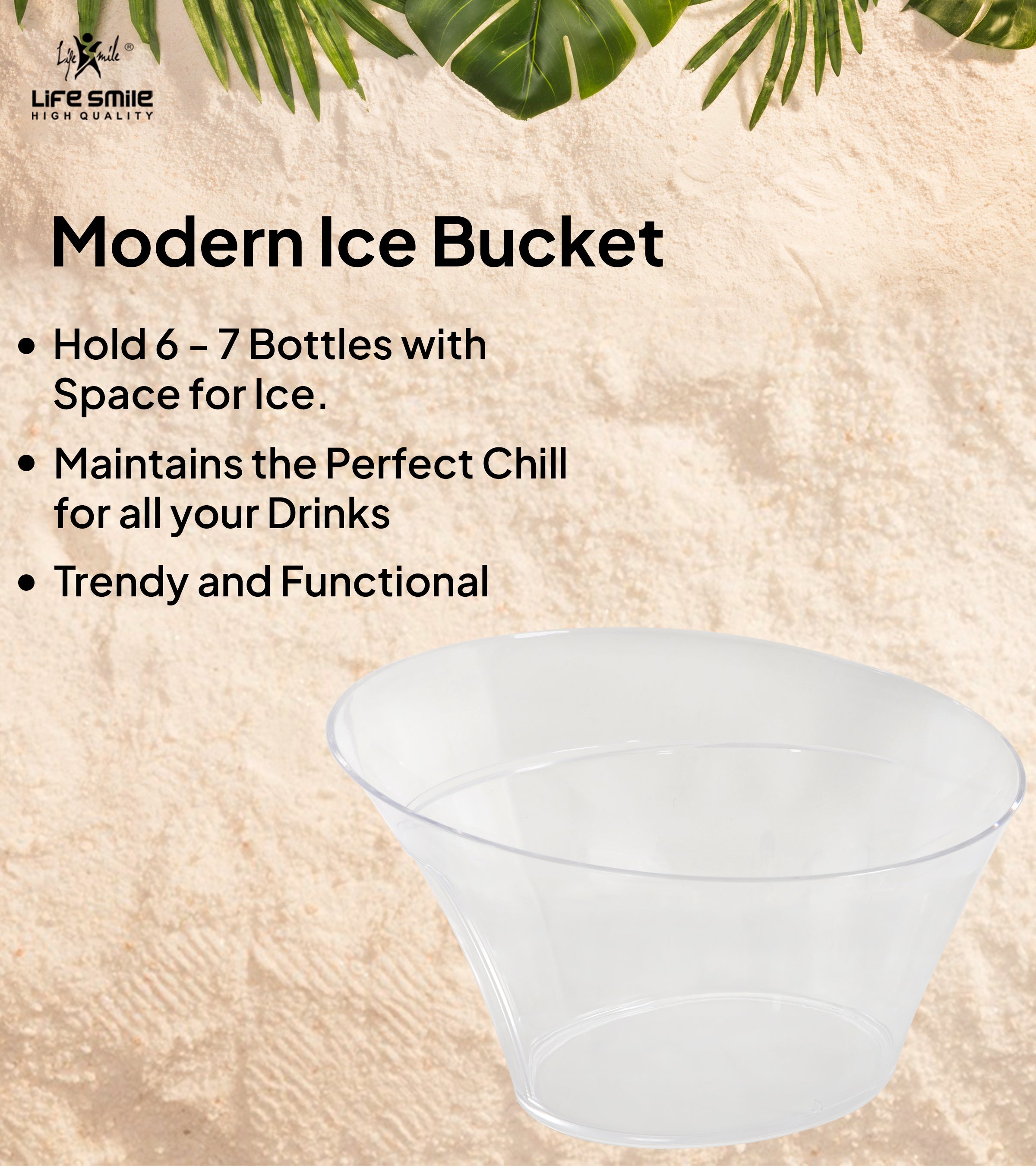 Large Acrylic Ice Bucket for Parties with Stable Base