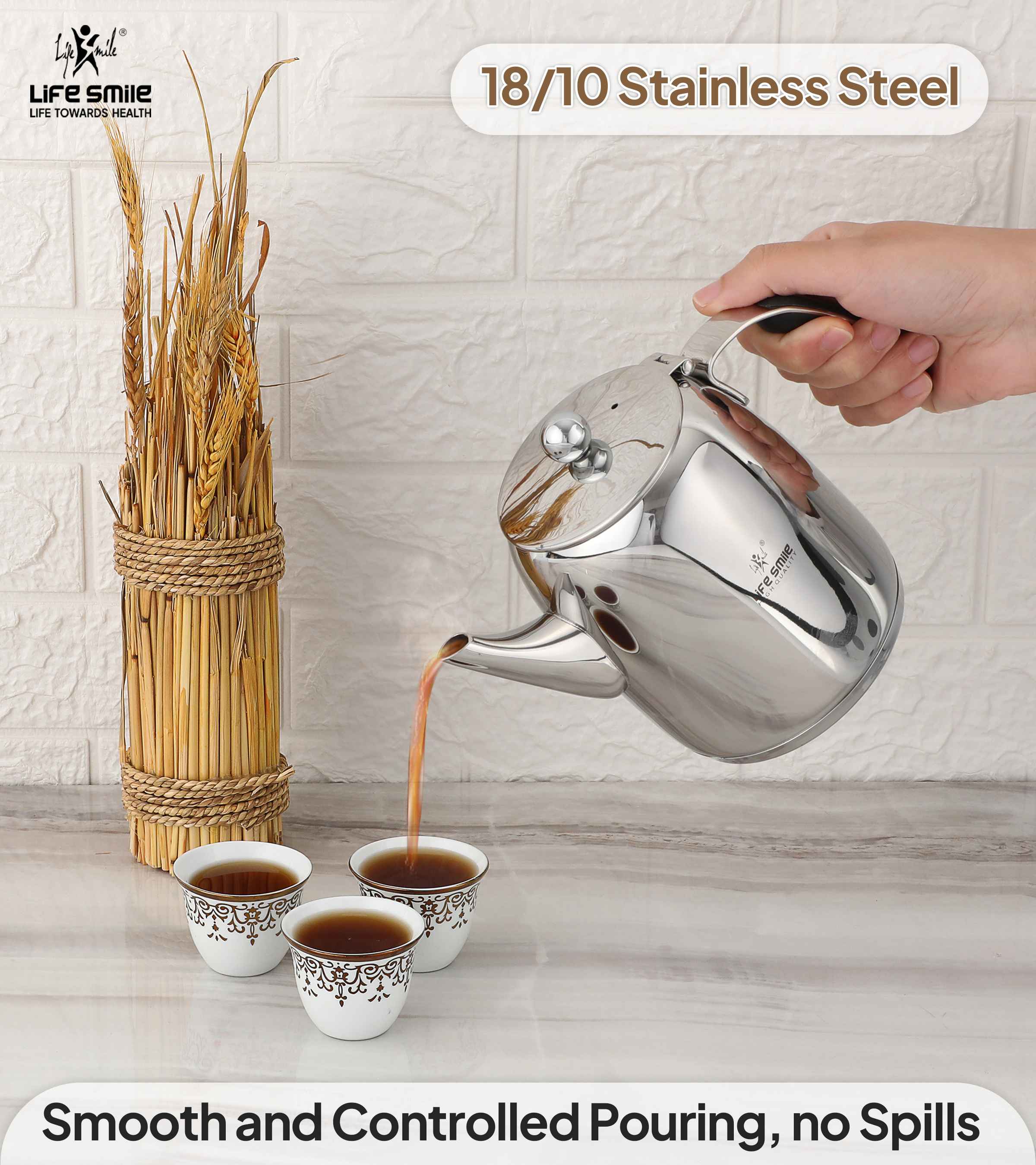 Stainless Steel Kettle with Induction Bottom for Tea and Coffee