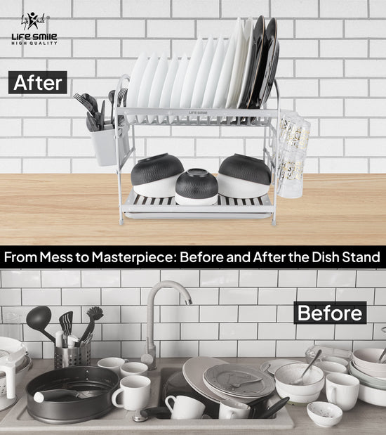 Aluminium Dish Rack 2 Tier with Anti-Slip Rubber Fleet