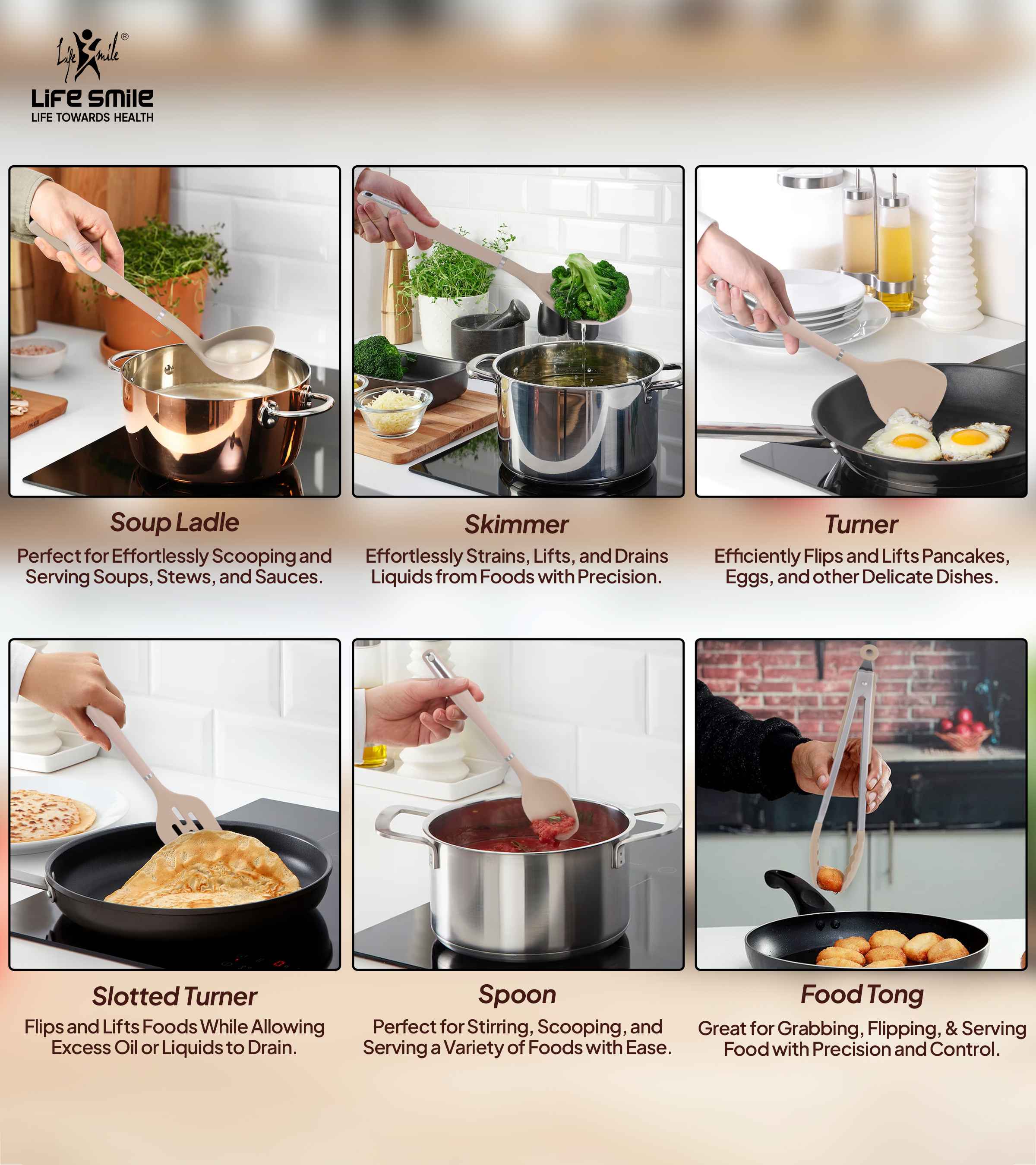 Kitchen Cooking Utensils and Tools with Ladle and Skimmer