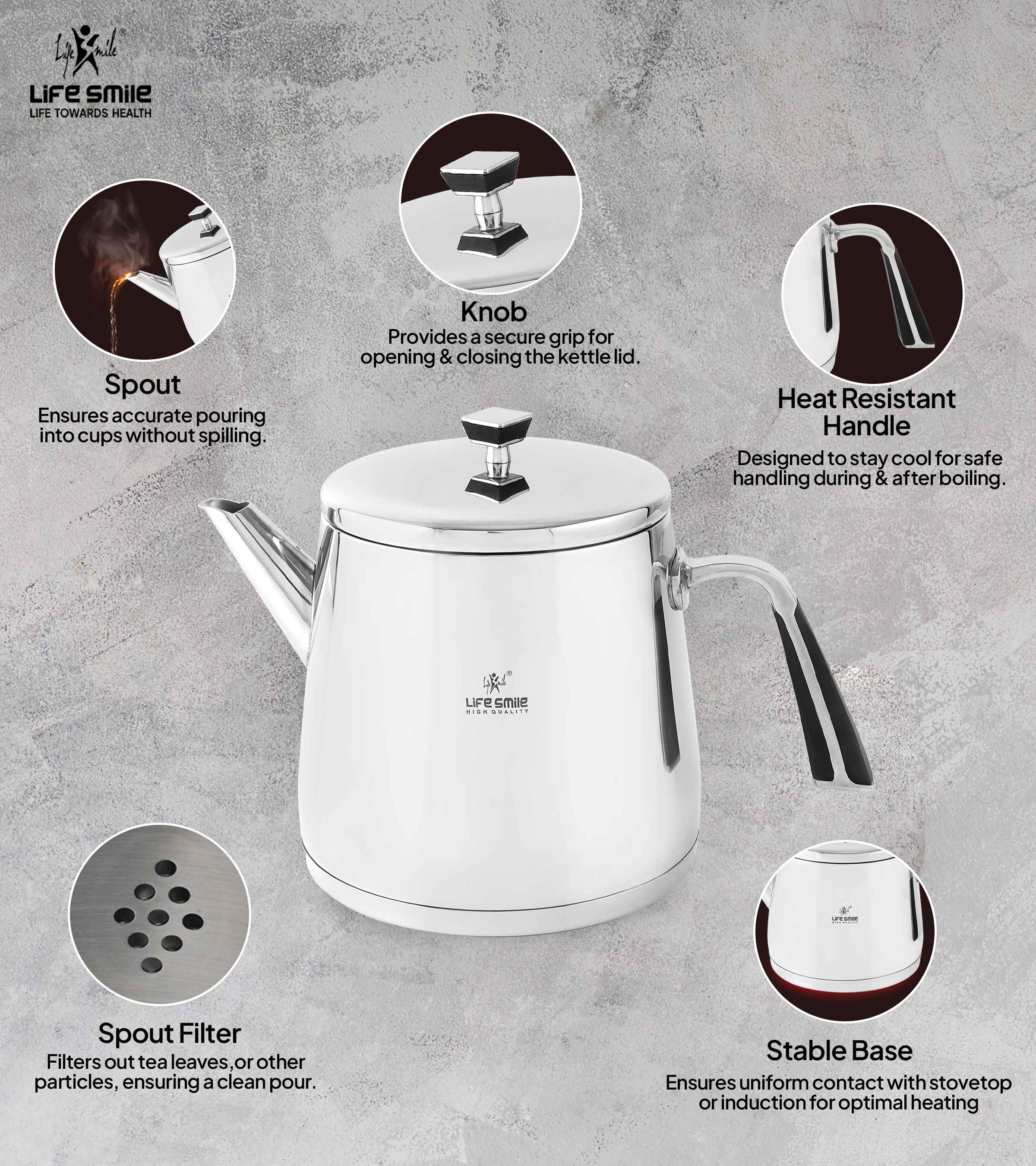 Stainless Steel Tea Kettle with Induction Bottom for Kitchen