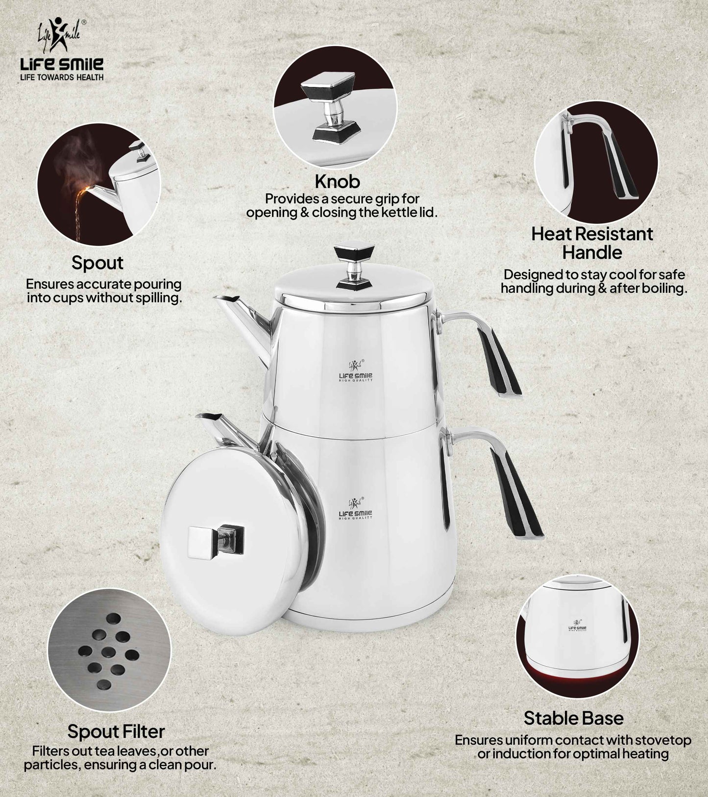 Stainless Steel Double Kettle with Induction Bottom