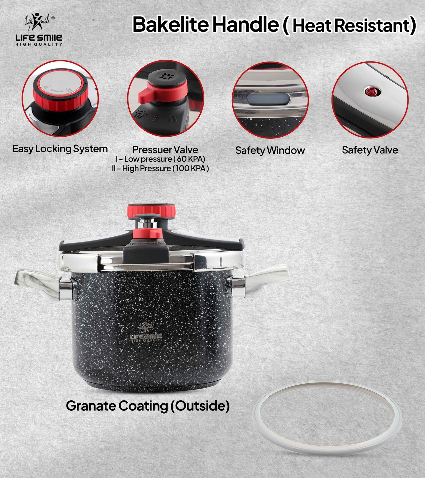 Stainless Steel Pressure Cooker with Induction Bottom 8 Liter