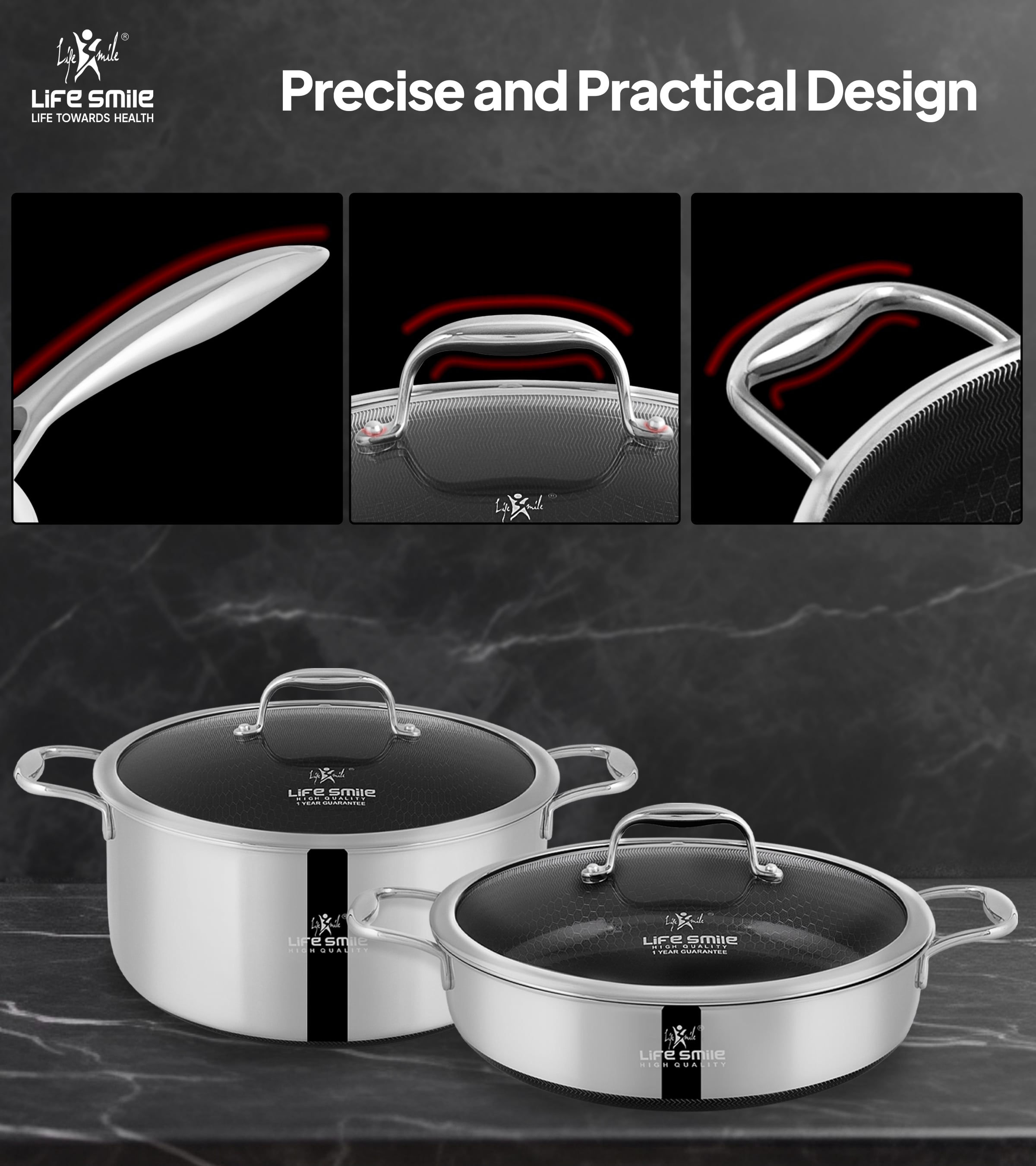 Stainless Steel Cookware Scratch Resistant Pots Pans