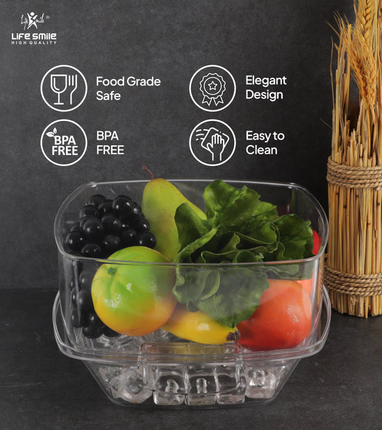 Acrylic Salad on Ice Bowl with Lid Removable Serving Tray