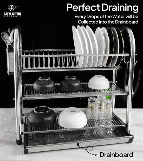 Dish Rack 3 Tier High Quality Stainless Steel for Kitchen Counter