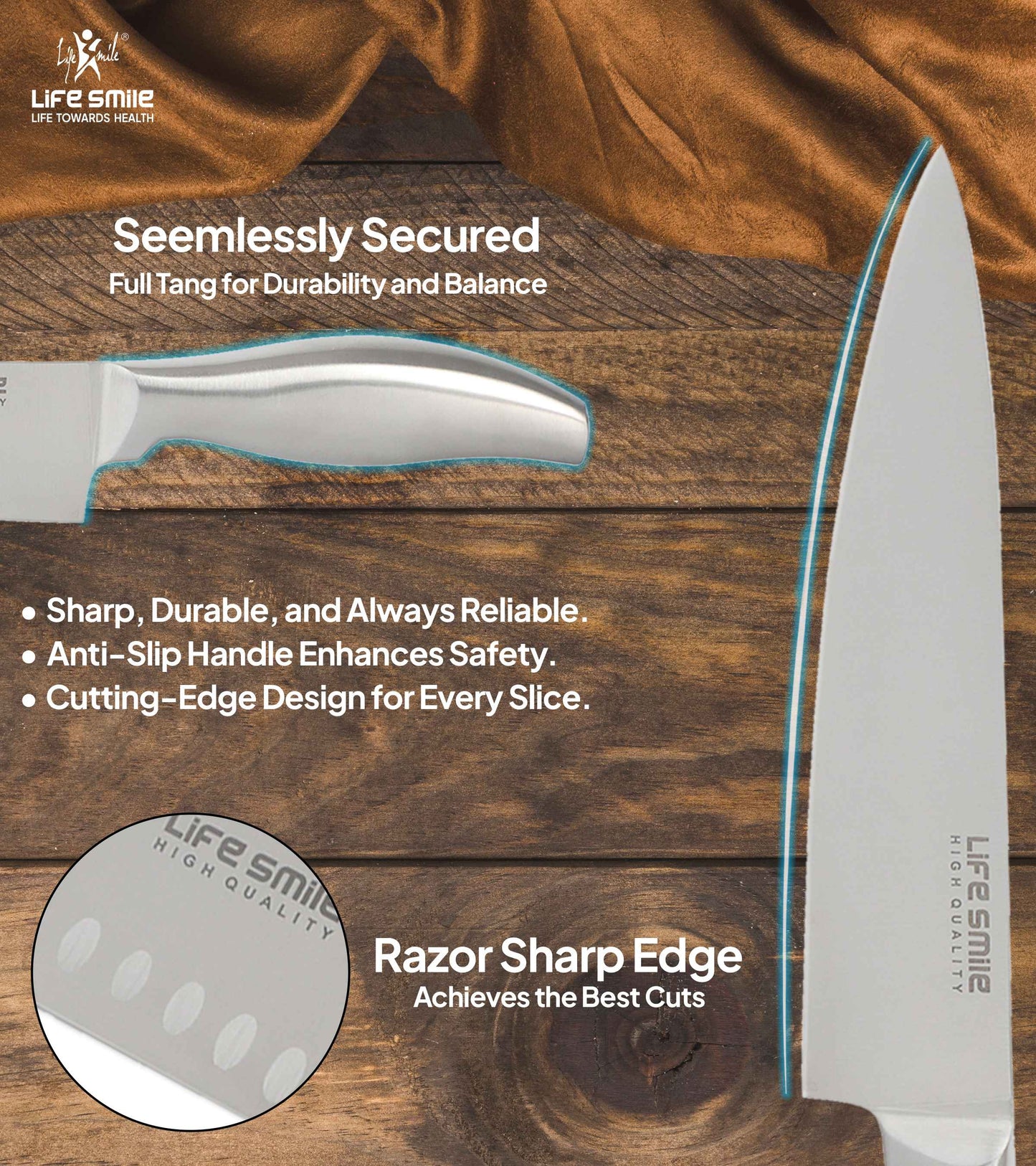 Big Knife Set for Kitchen Stainless Steel with Cutting Board