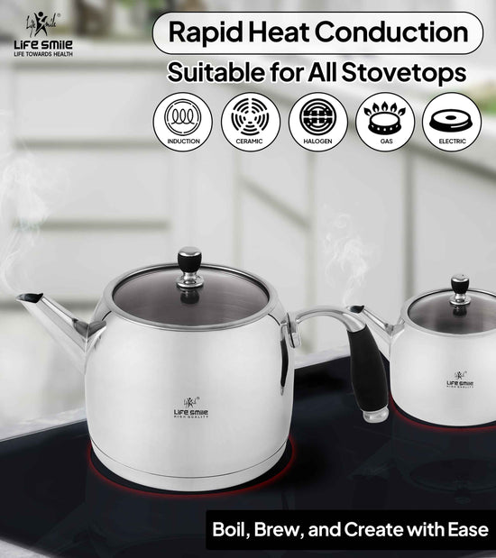 Tea Kettle Double with Induction Base Stainless Steel