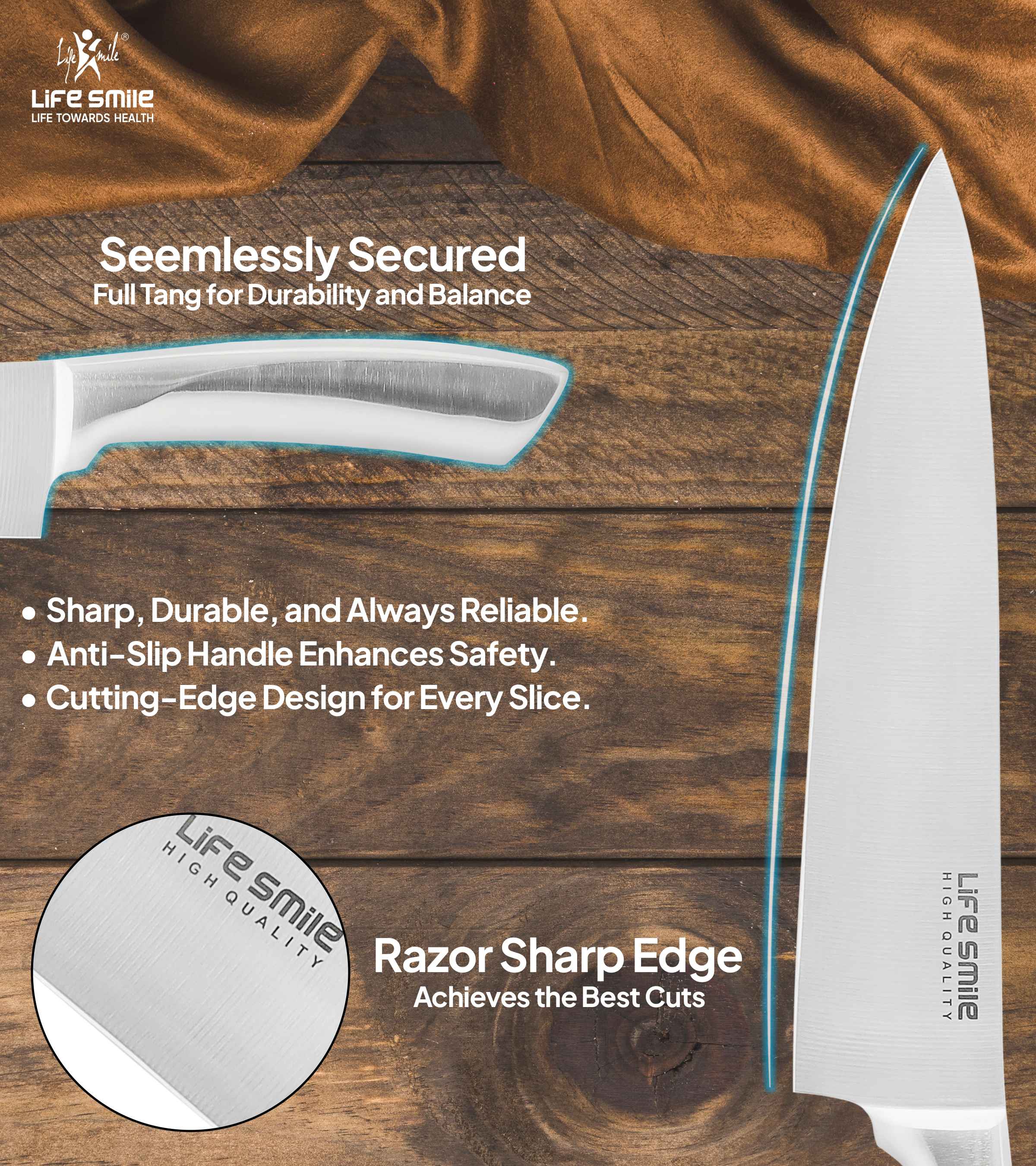 Cooking Knife Set with Stand Stainless Steel Chef Knife