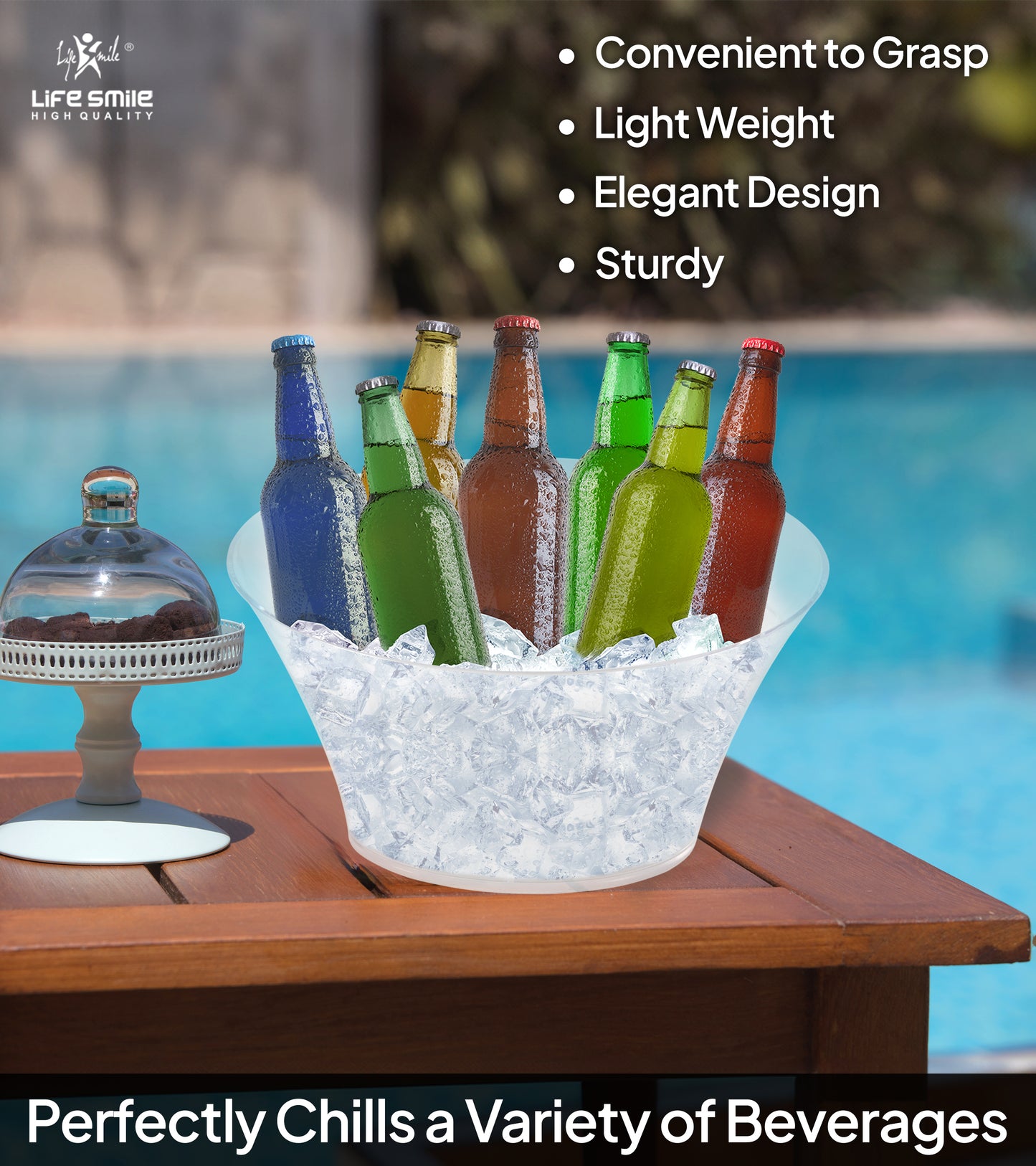 Large Acrylic Ice Bucket for Parties with Stable Base