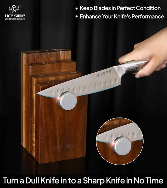 Knife Set for Cooking with Magnetic Knife Blocks