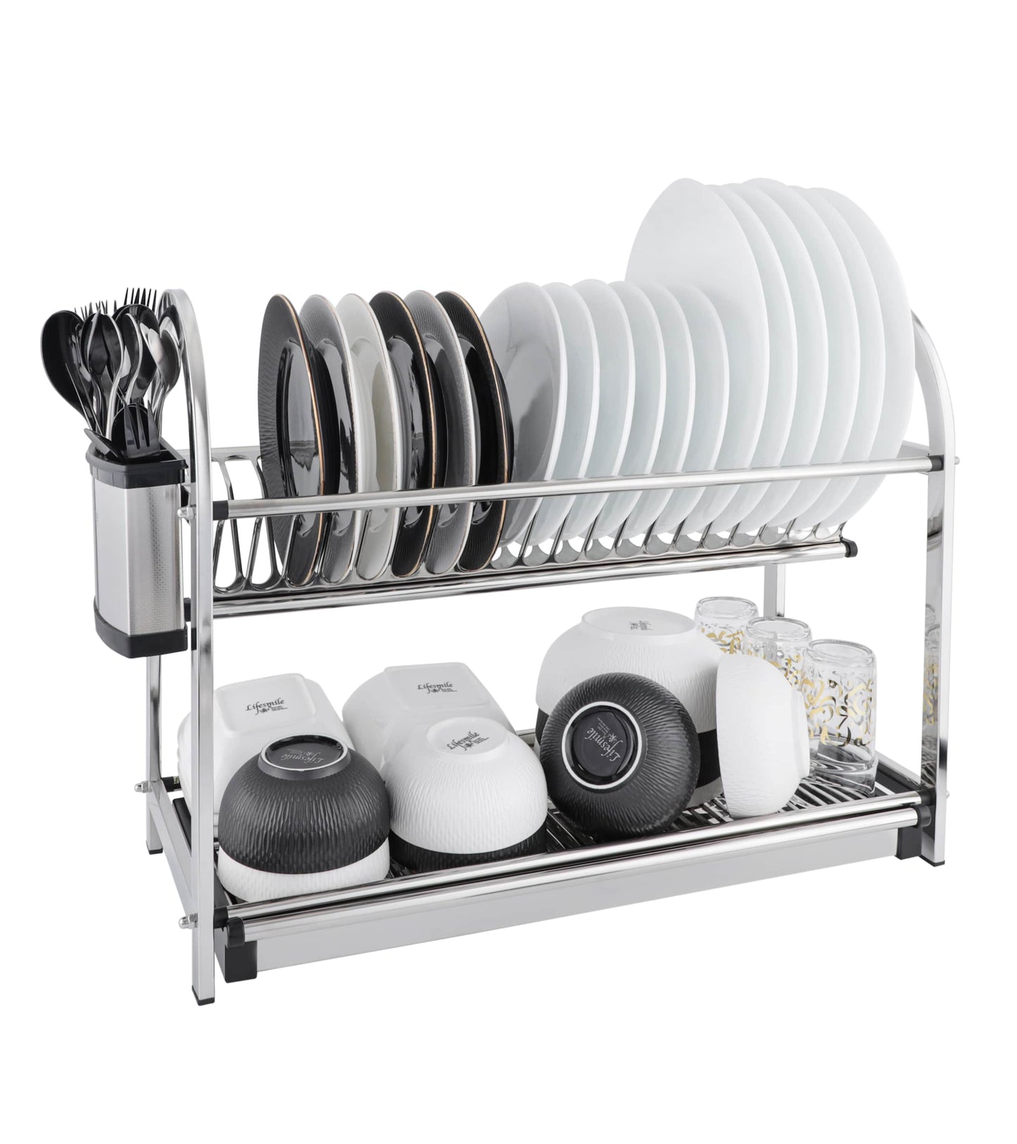 Premium Stainless Steel 2 Tier Dish Rack for Kitchen Counter