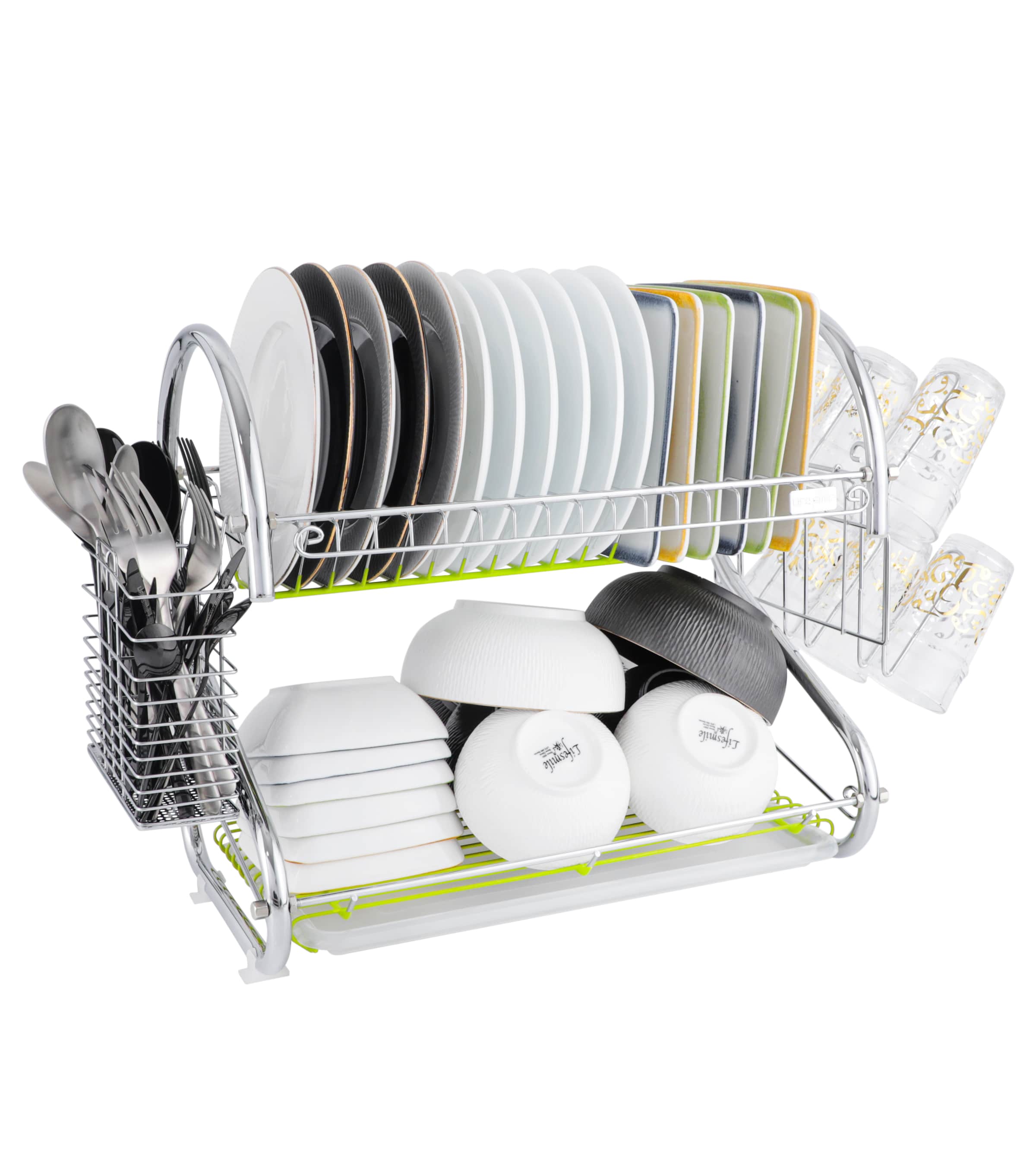 Dish Rack Stainless Steel 2 Tier Compact Kitchen Organizer