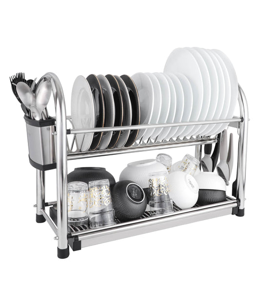 2 Tier Dish Rack Premium Stainless Steel with Drainboard