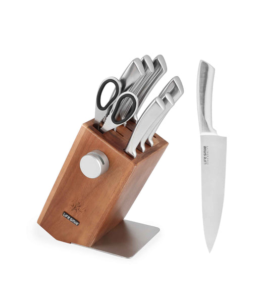 Cooking Knife Set with Stand Stainless Steel Chef Knife