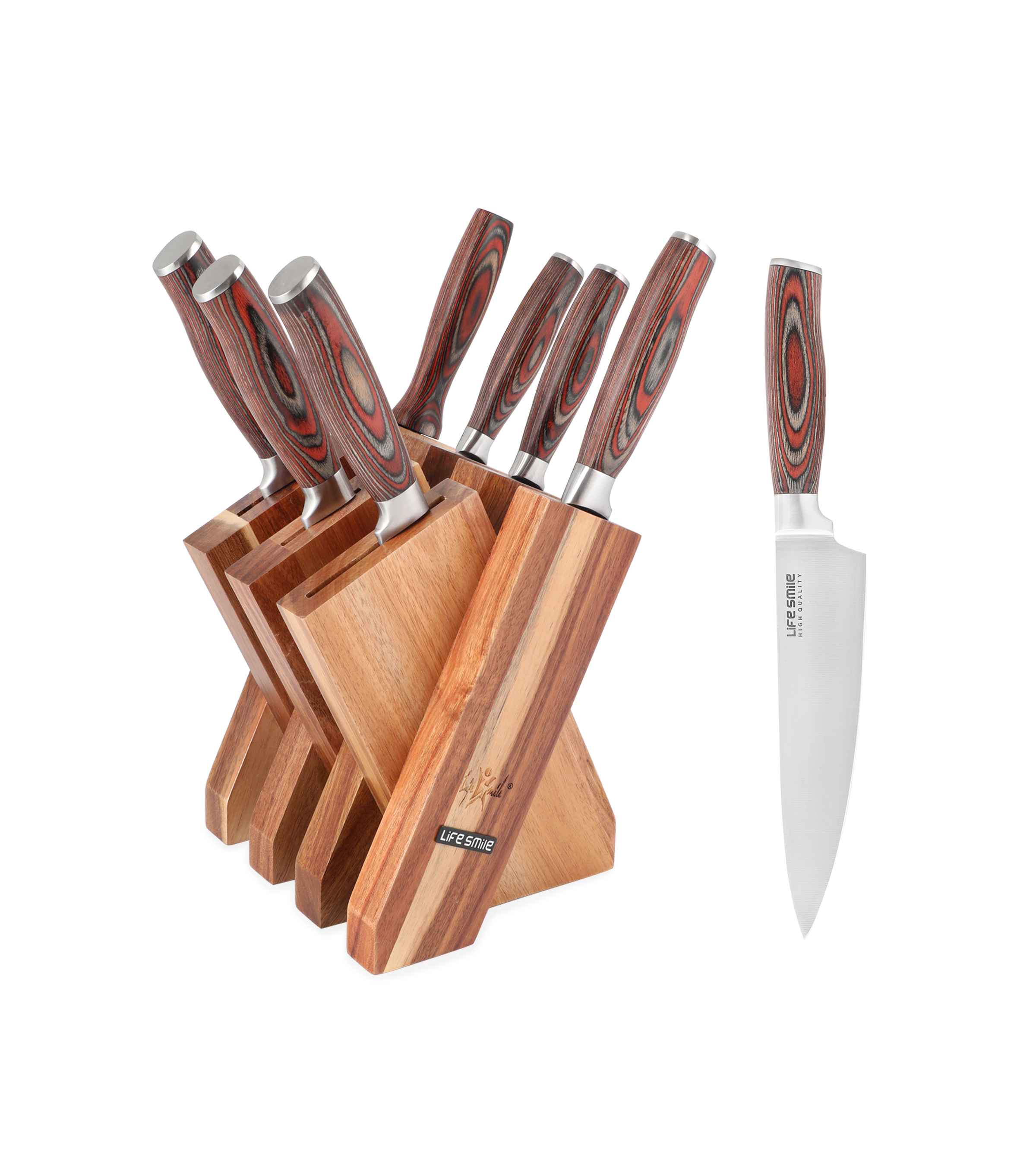 Stainless Steel Kitchen Knife Set with Wooden Stand