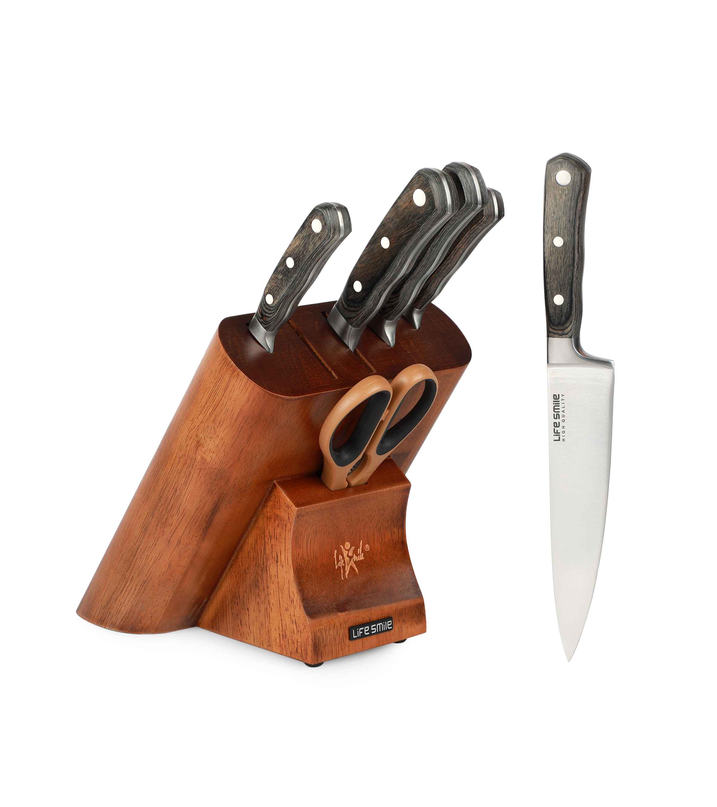 Kitchen Knife Set with Stand Stainless Steel Chef Knife