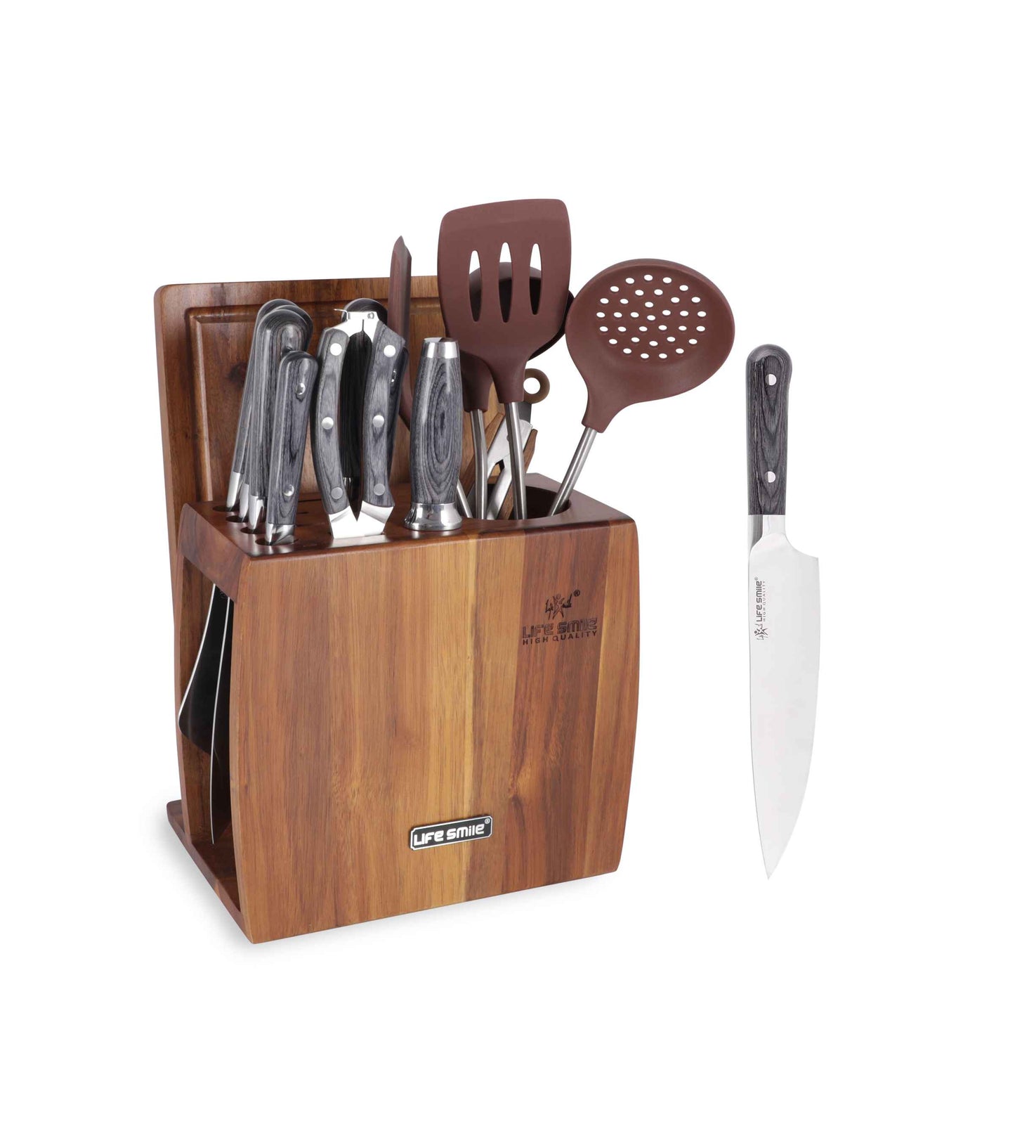 Kitchen Knife Set Stainless Steel with Wooden Cutting Board