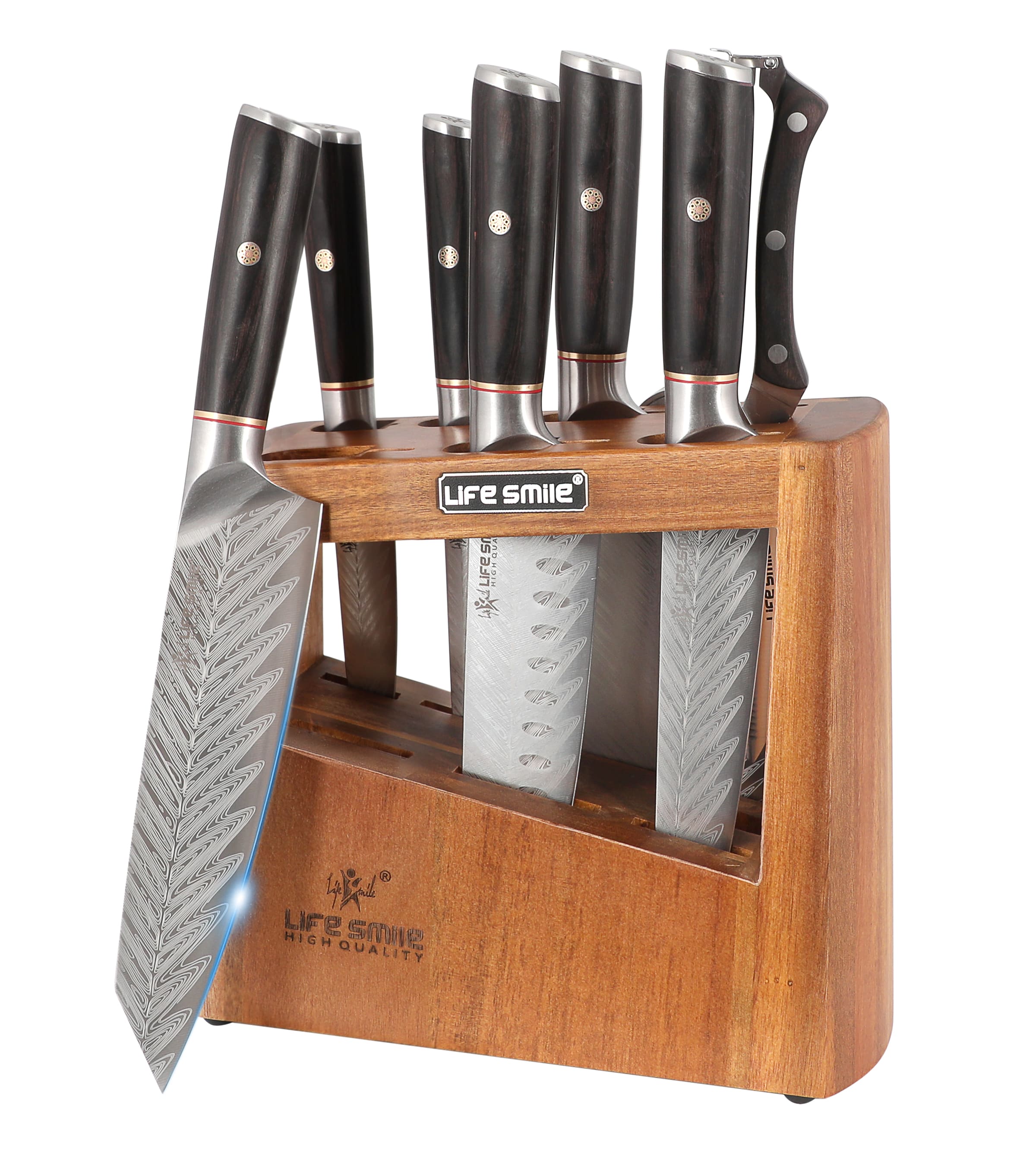 Kitchen Cooking Chef Knife Set with Built-in Sharpner